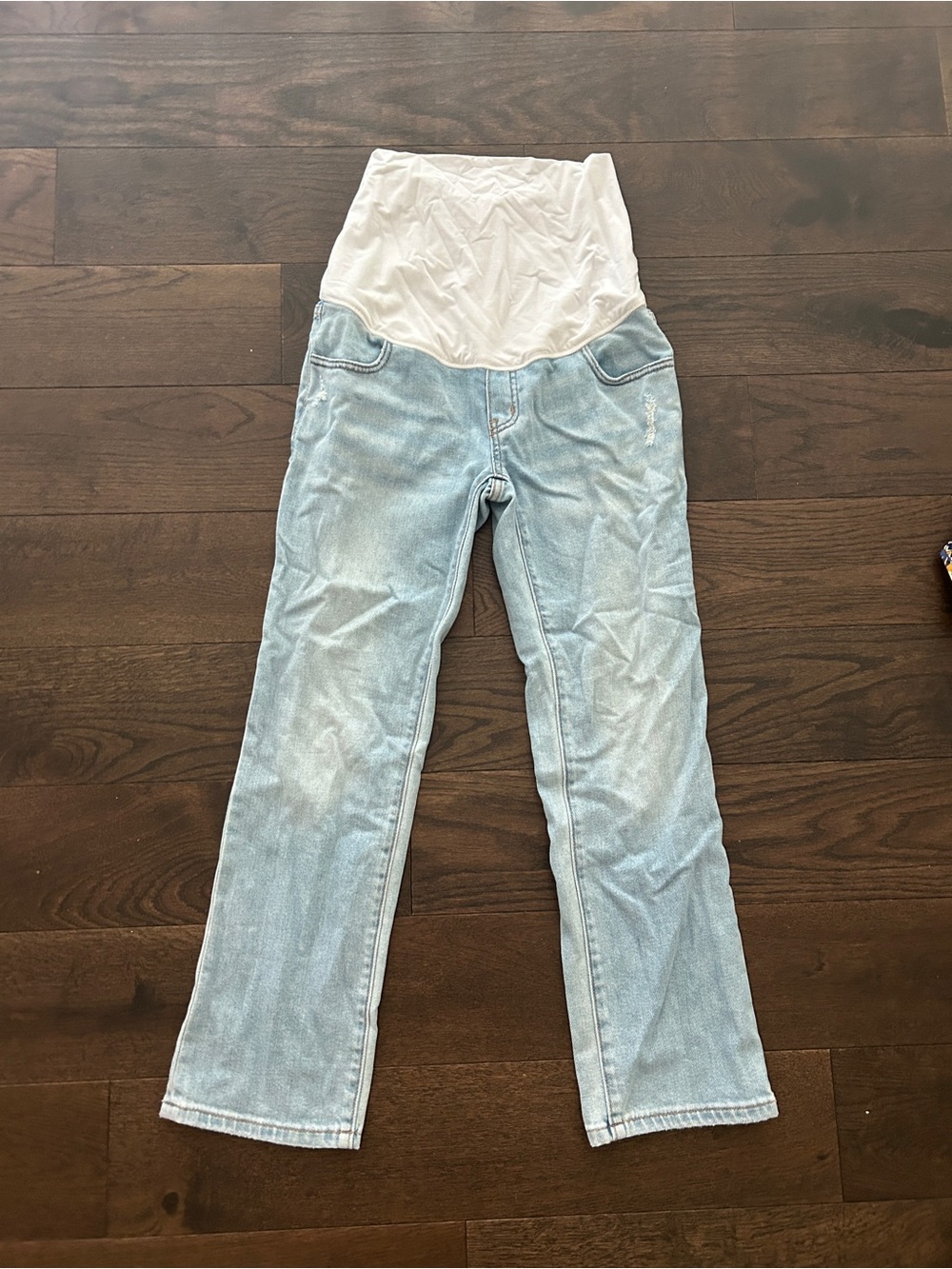 Hatch Light Blue Maternity Ankle Jeans with White Panel